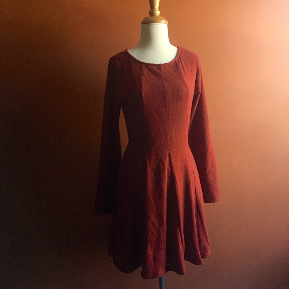 ANTHROPOLOGIE DOLAN Piper Red Long Sleeve Dress L